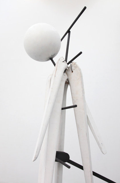Antenna Man, 2019, detail. Iron, wood, enamel paint. 60 x 200 x 240 cm