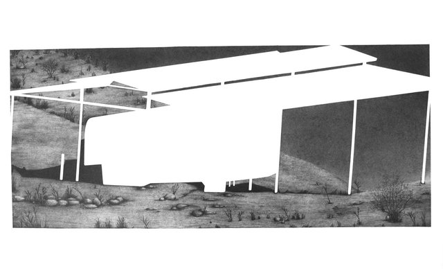 Covered Wagon, 2012, graphite on paper, 22 x 30"