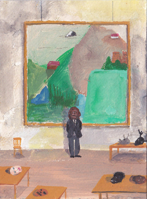 Paul Nassenstein . Artist in his studio,  2015, gouache op papier, 15 x 10 cm.jpg