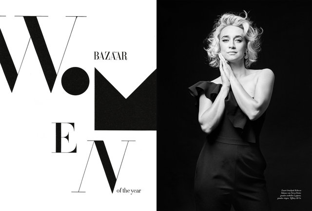 talkshow host Eva Jinek for Harpers Bazaar NL