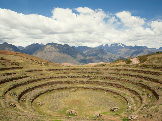 the ruins of moray. the mounds were dug out by spanish looking for gold and silver