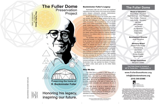 Brochure cover for The Fuller Dome Home Preservation Project.