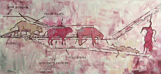 Fruited Plain, Most Popular Pinks of 2015 Benjamin Moore interior latex on canvas, 48 x 72 in.