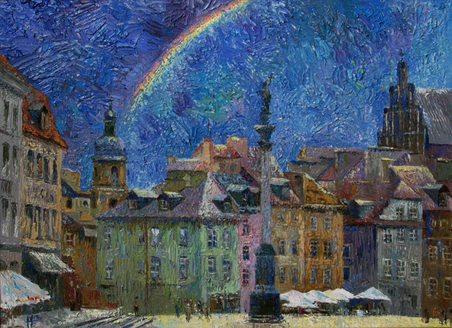 Warszawa. Po deszczu 81x65 olej płótno 2013