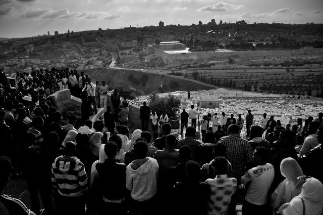 Group op Ethiopian visitors in Jerusalem