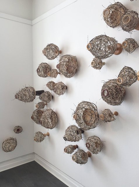 Installation made of wooden objects and rattan. 2015