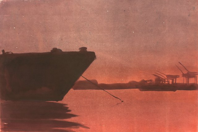 Anchored Barge 18 x 24"