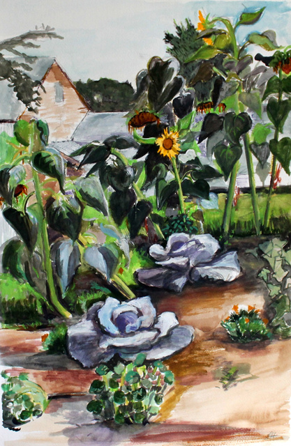 Sunflowers and Cabbage watercolor 15x22-002.JPG