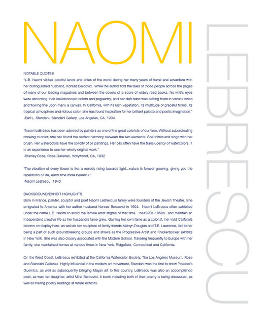 NAOMI LEBRESCU BIO/CAREER/EXHIBIT HIGHLIGHTS