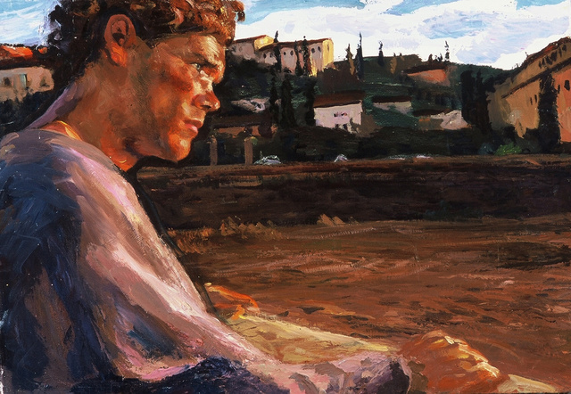 Self-portrait, Florence, 24 x 36" sold