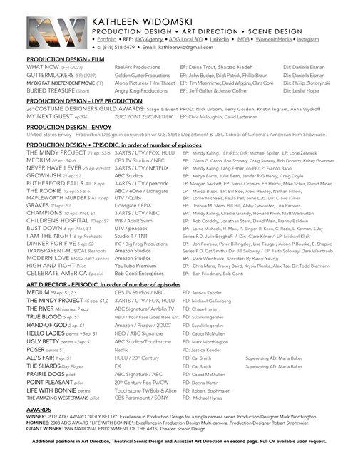 Filmed Content Partial List of Credits
