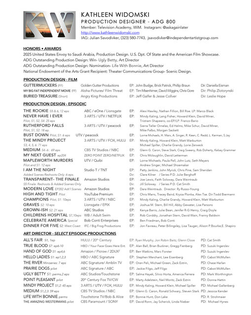 PG 1: Production Designs / Art Direction