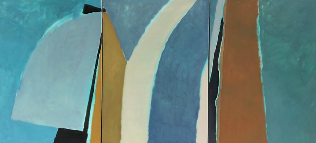 'Regatta. Blue' triptych 120x270cm oil on canvas 2018