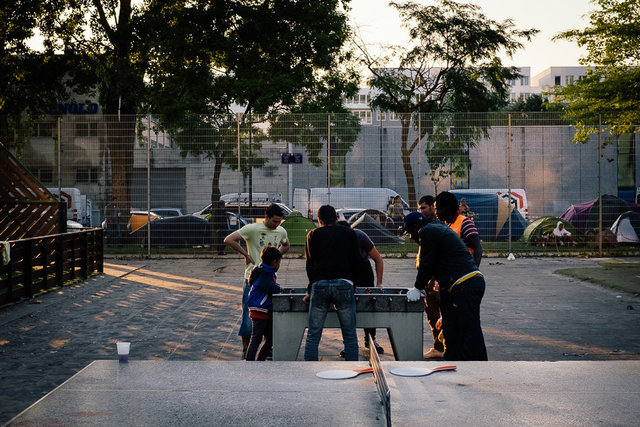Refugee camp Maximiliaanpark Brussels.