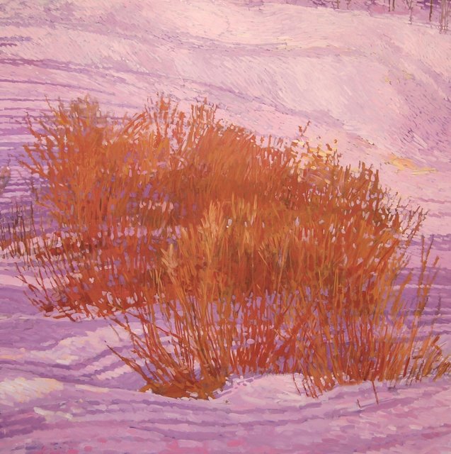 Snowfield With Willows, East Fork Brush Creek, Acrylic on Canvas, 72 x 72 in.