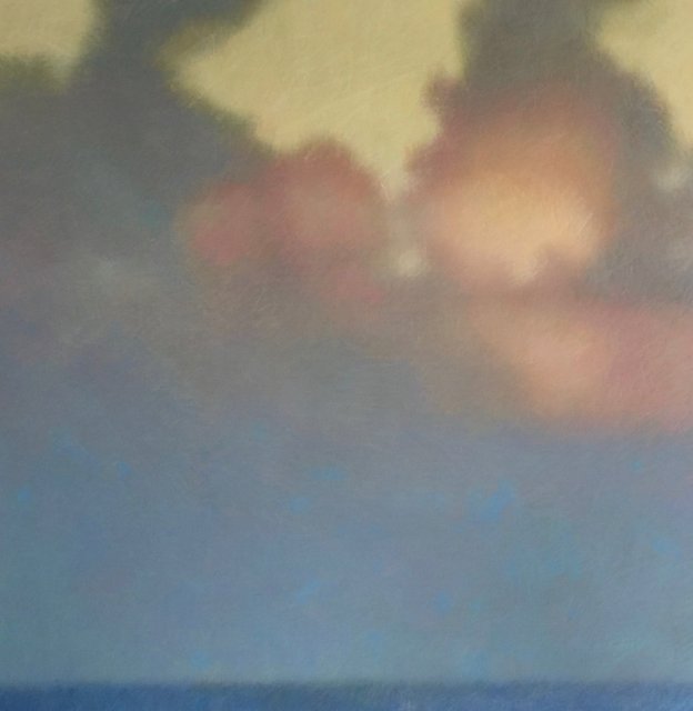 Lost At Sea Horizon #2, 2019, Wax crayon over inkjet print, 30" x 30"