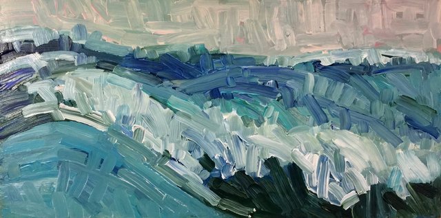Lost at Sea Wave #13, Acrylic on Panel, 12 x 24 in.