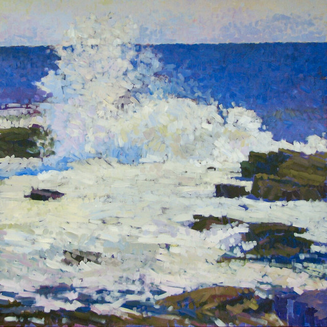 Wave Near East Point Prouts Neck ME, Acrylic on Canvas, 48 x 48 in.