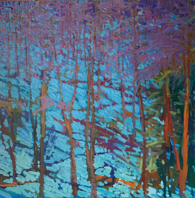 Shaded Snow East Elk Creek, Acrylic on Canvas, 48 x 48 in.