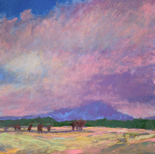 Field and Sopris View, Acrylic on Masonite, 46 x 46 in.