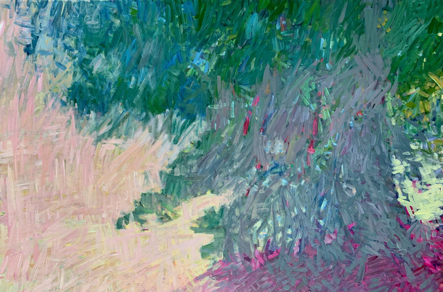 Spruce in Its Shadow, Acrylic on Canvas, 48 x 72 in.