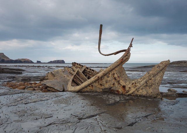 Shipwrecked fishing trawler Admiral Van Tromp at Saltwick Bay