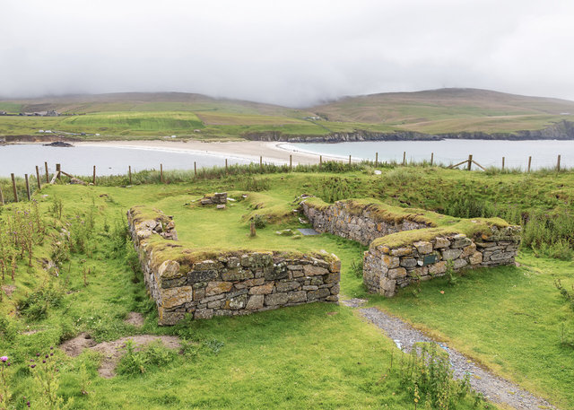 The ruins of a 12th-century chapel, St. Ninian’s Isle