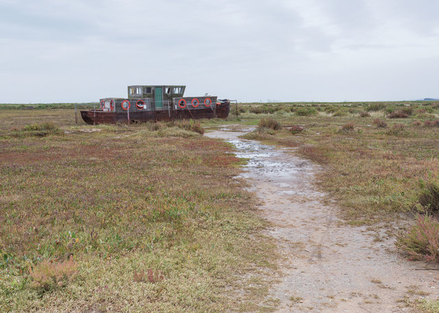 Abandoned fishing boat at the salt marshes