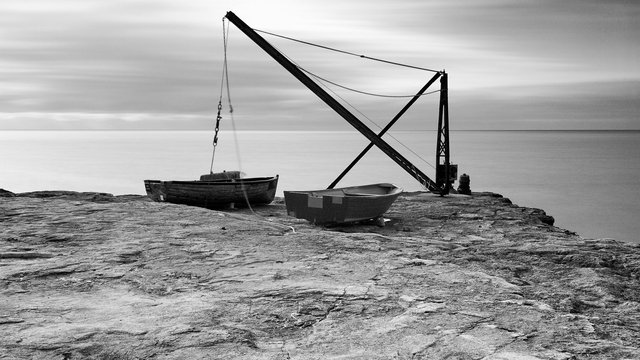 Red Crane and Fishing Boats, Isle of Portland