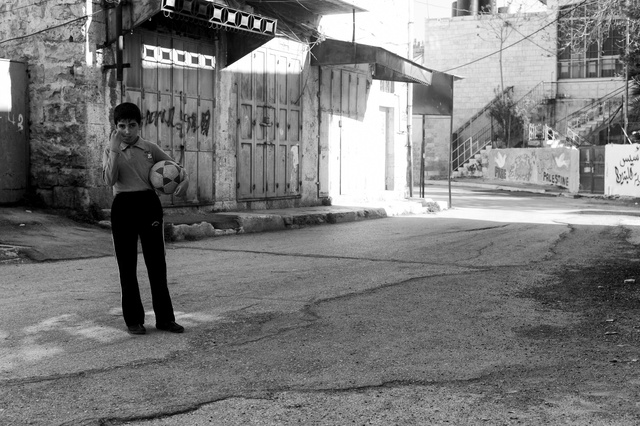 Young boy with football