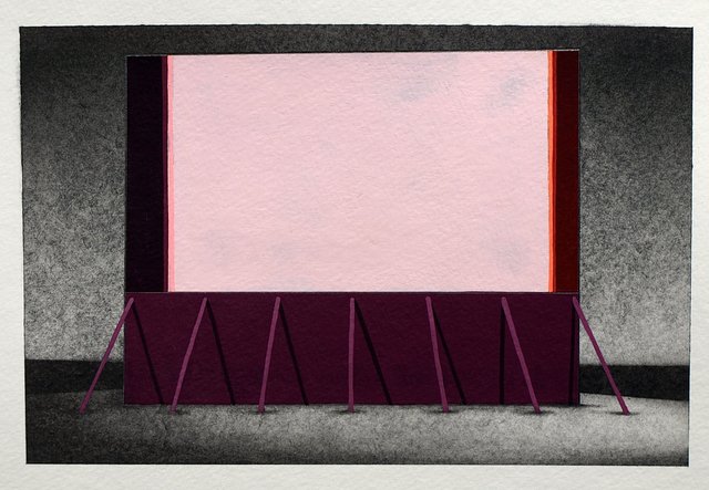 Not Too Distant Future 3, 2014, graphite and gouache on paper, ~6.5 x 9”