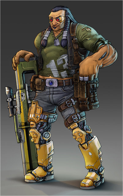 Mercenary in the style of Borderlands