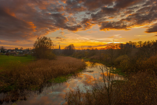 Sunset Over The River Drawa