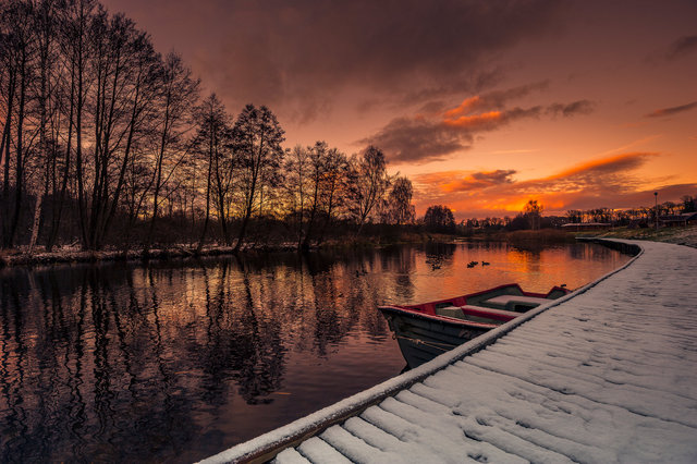 Warm Colors Of The Sundown In The Frosty Winter Evening