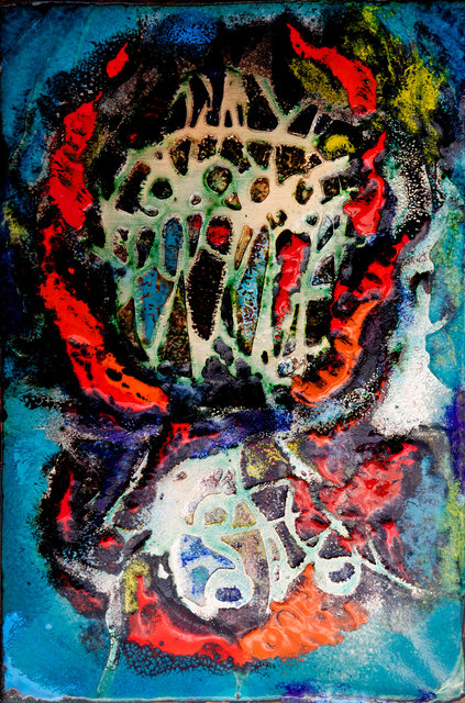 Ein Engel und drei Männer im Feuerofen