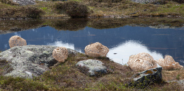 Installation woven of wood and rattan for 'Kunst i Natur* in Åndalsnes, Norway 2015