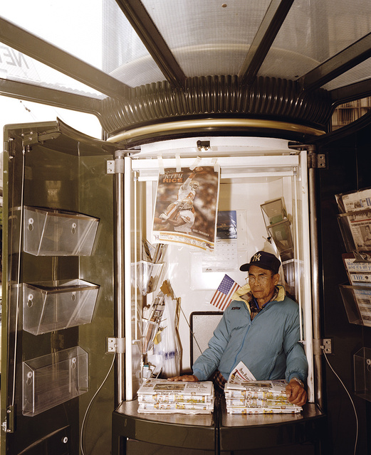 Newspaper vendor on Market Street, San Francisco