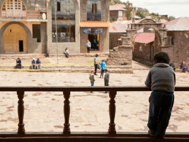 the center of town on the top of taquile