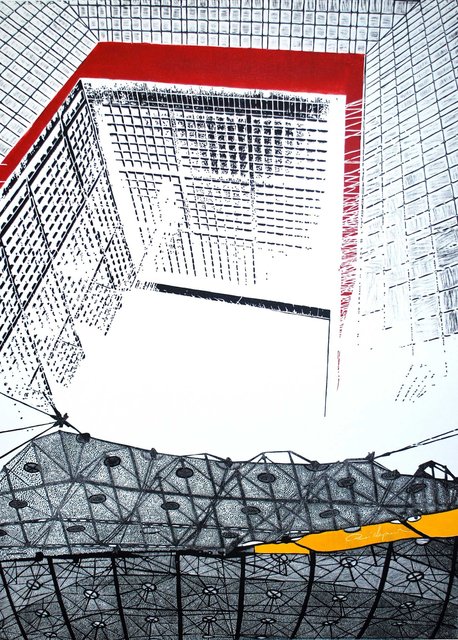 Grande Arche 3 linoryt 50x70