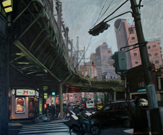Michi ni mayoi mashita, olej płótno, 120x100