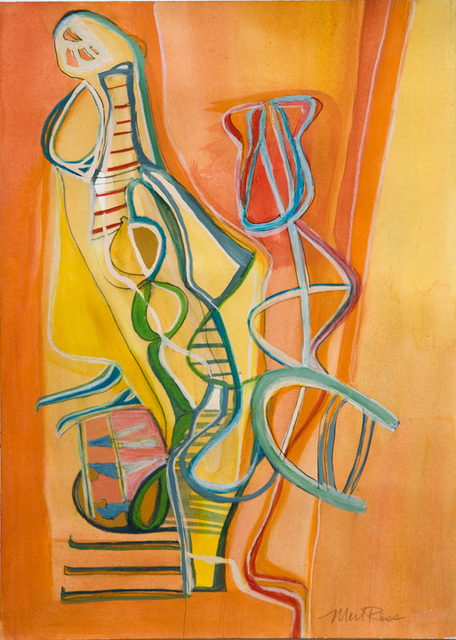 Double Helix, Mixed Media on Paper, 14"x10"