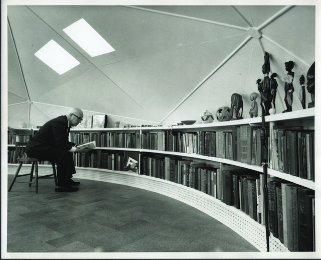 The library in Fuller's Carbondale home