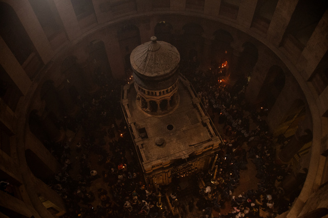 Holy Sepulchre lit up