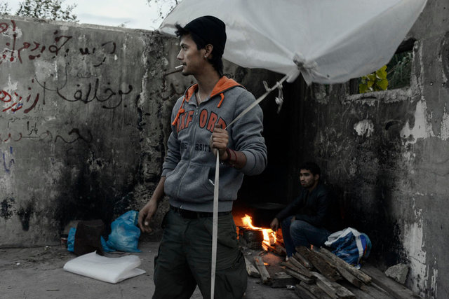 Young man in Patras, the port-city in Greece, waiting for escaping to Italy