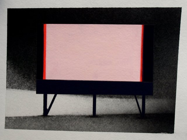 Not Too Distant Future 2, 2014, graphite and gouache on paper, ~6.5 x 9”