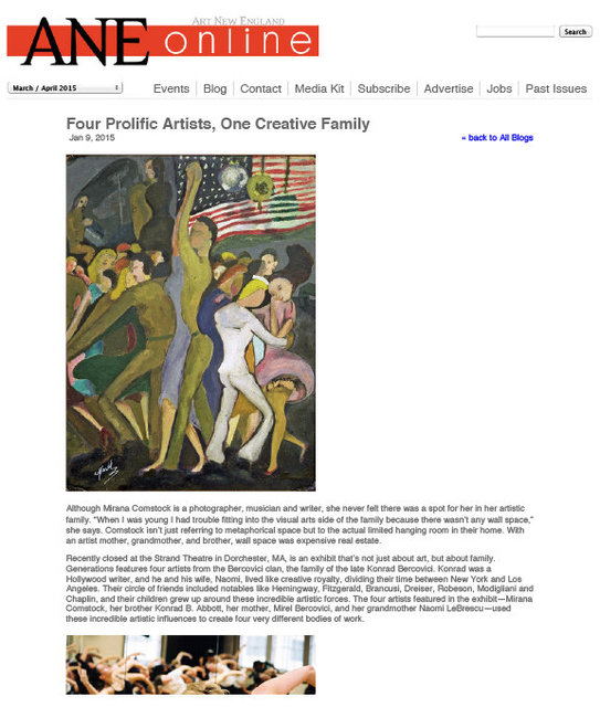 Art New England Magazine/Review of Boston Generations Exhibit/2015(pg.1)