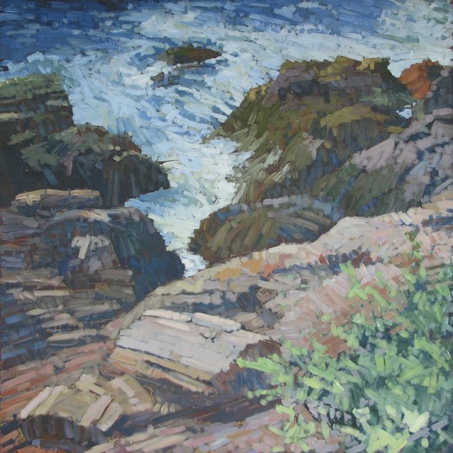 Juniper Above Prouts Shore, Acrylic on Canvas, 48" x 48"