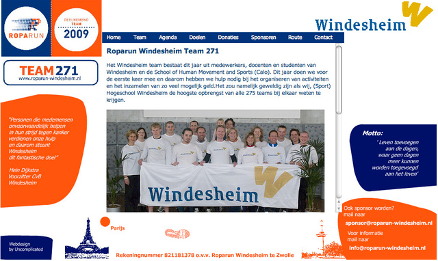 Webdesign for Roparunteam Windesheim