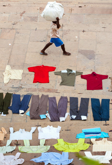 Washing day on the banks of the River Ganges, Benares