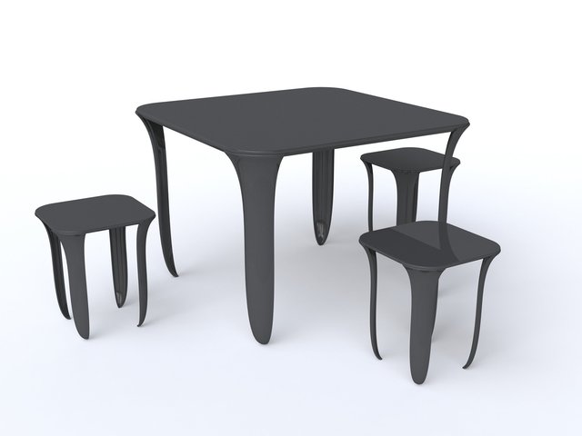 on tiptoes -, table and stools, 2013